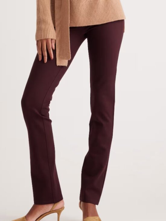 Quince Pants - Quince Ultra-Stretch Ponte Straight Pants Rich Burgundy L NWOT